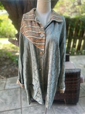 Vintage damask cottage core artsy button down jacket XL